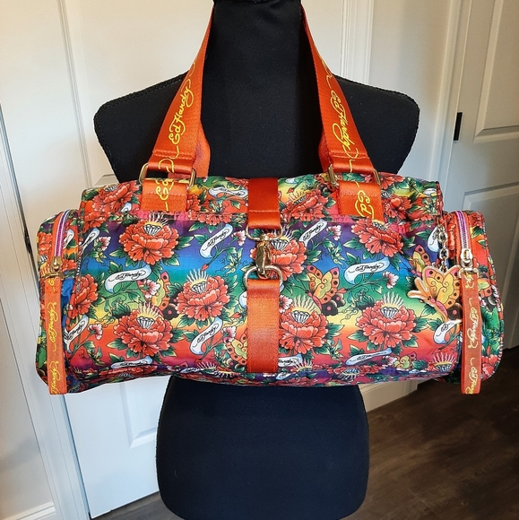 Ed Hardy Handbags - Ed Hardy by Christian Audiger Mini Duffel Shoulder Bag with Butterfly Charm